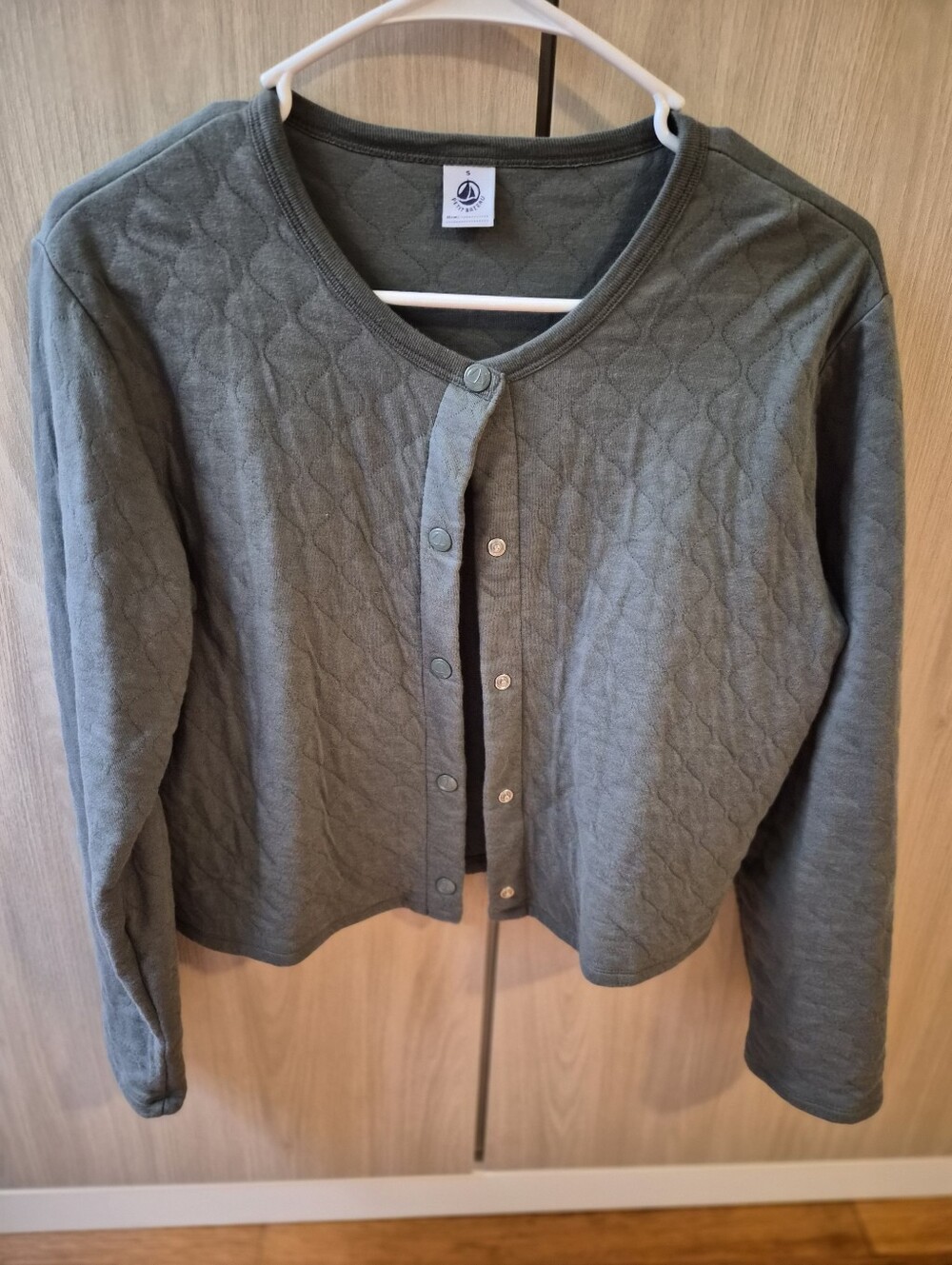 Quilted Button-Front Women's Sweater Cardigan - Olive Green